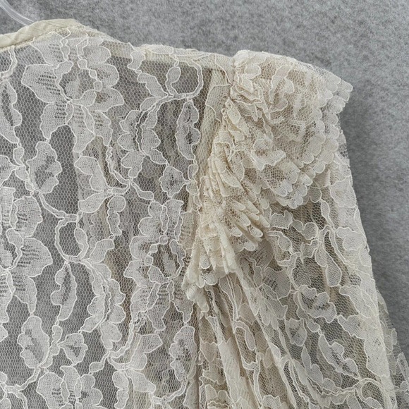 GORGEOUS Lace Cardigan Top Size 12 Ivory Top Boxy Layering Blouse Ruffle Sleeve - Picture 8 of 15